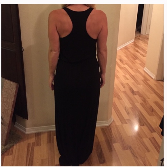 NWOT RacerBack Drawstring super soft Black Maxi Dress - Picture 2 of 6